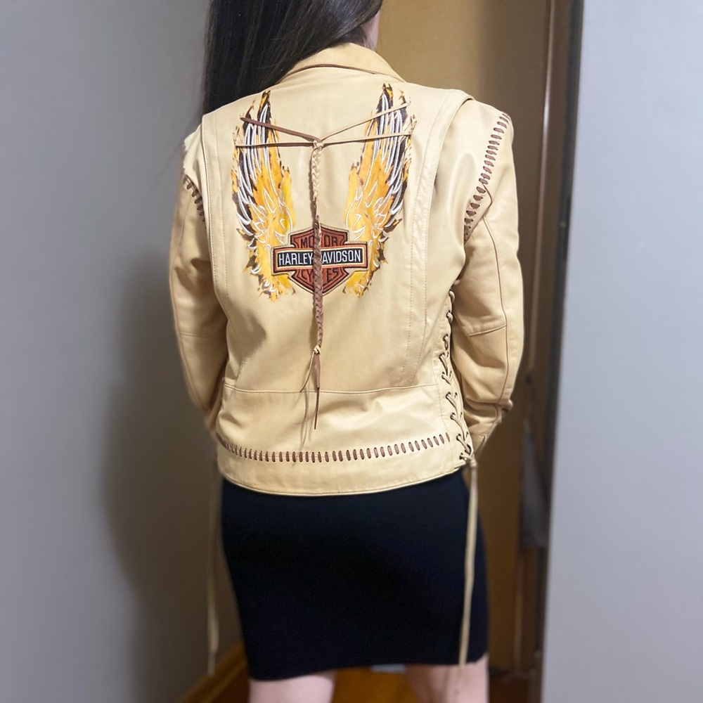 cream Harley Davidson leather jacket